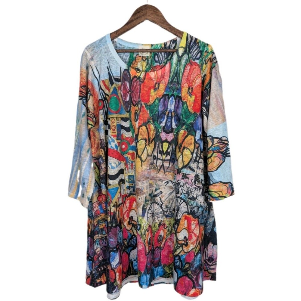 Et Lois Artsy Abstract Tunic Top
